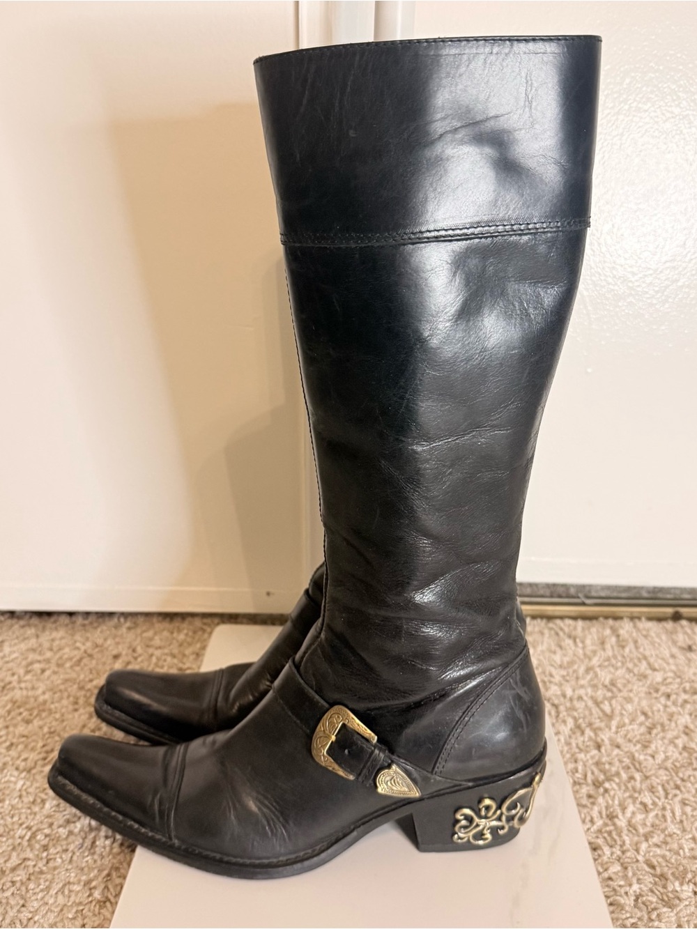 JESSICA BENNETT "JBISCA" ORNATE MONOGRAM BOOTS